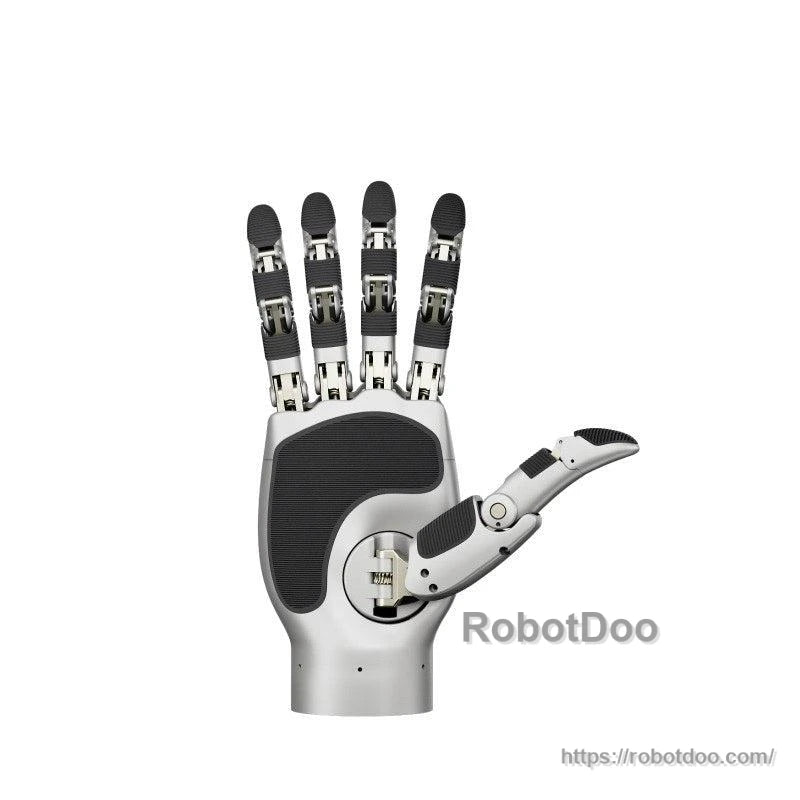 LINKERBOT Linker Hand palm view open, showing textured grip pads and articulated finger joints
