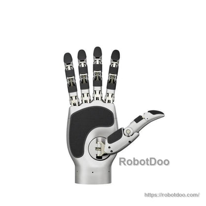 LINKERBOT Linker Hand palm view open, showing textured grip pads and articulated finger joints