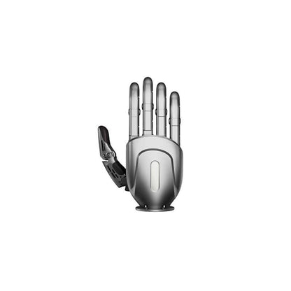 LINKERBOT Linker Hand robotic hand, front view with fingers extended, silver housing on white background