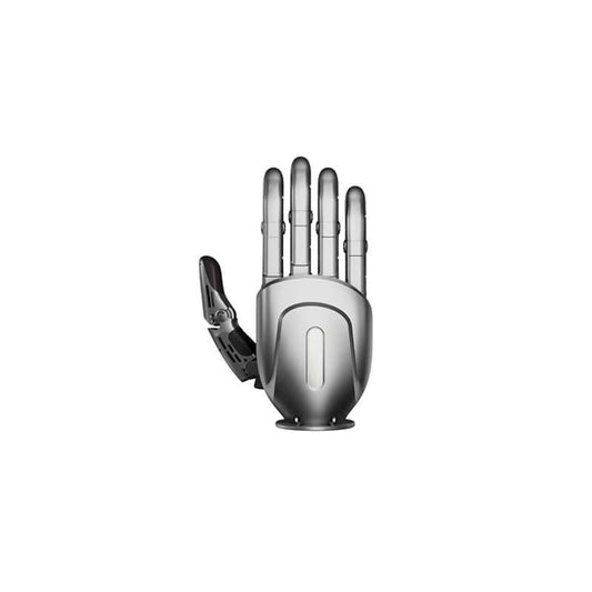LINKERBOT Linker Hand robotic hand, front view with fingers extended, silver housing on white background