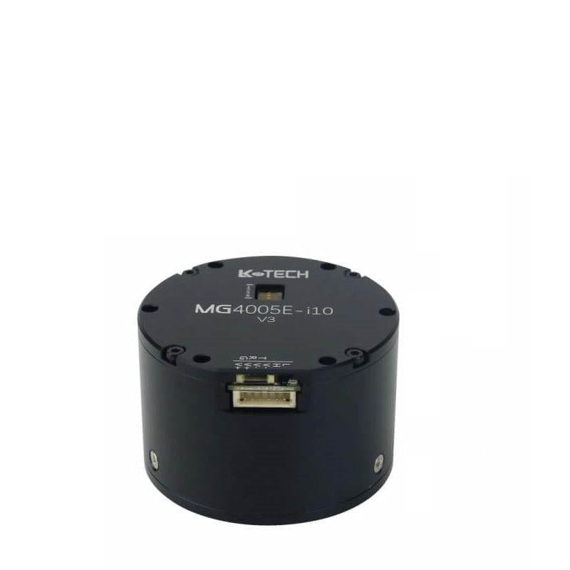 LKMTECH MG4005E-i10-V3 planetary gear motor, top view with MG4005E-i10 V3 label and connector port