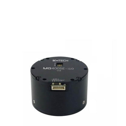 LKMTECH MG4005E-i10-V3 planetary gear motor, top view with MG4005E-i10 V3 label and connector port