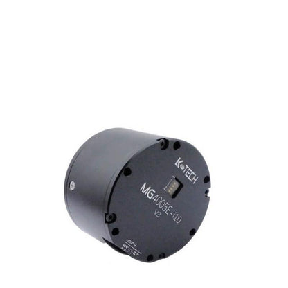 LKMTECH MG4005E-i10-V3 planetary gear motor angled view showing top cover screws and connector opening