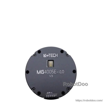 Top-down view of MG4005E-i10 V3 motor cover with K-TECH branding and multi-pin connector