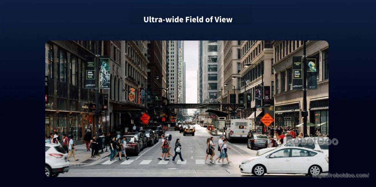 City street scene introducing Odin 1 ultra-wide field of view