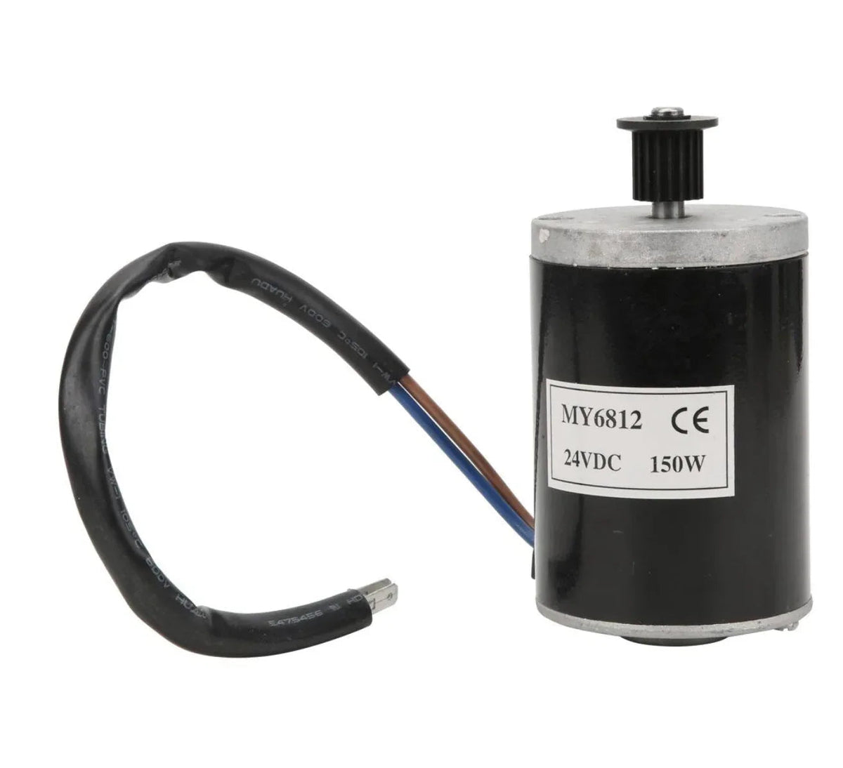 MY6812 24V 150W Brushed Motor with sprocket shaft, wired lead, and connector
