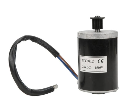 MY6812 24V 150W Brushed Motor with sprocket shaft, wired lead, and connector