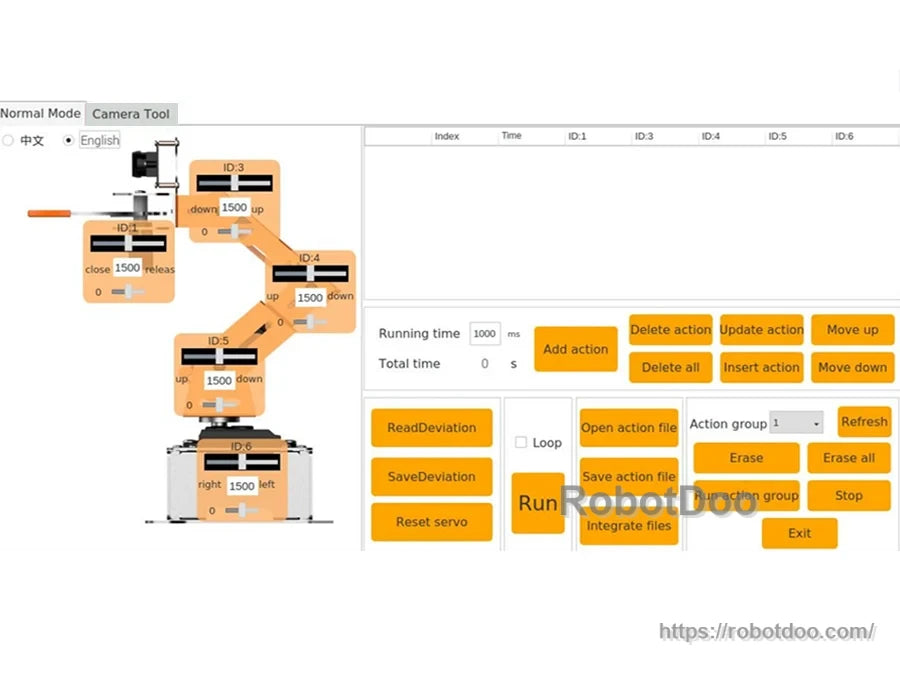PC software interface for adjusting MasterPi servo positions and action groups