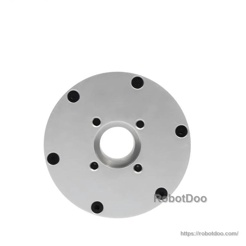 Rear mounting face of motor with bolt pattern and central bore, top-down view