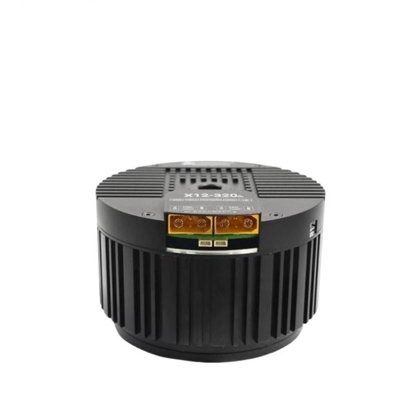 X12-320 actuator motor rear view with finned housing and connector bay