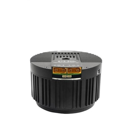 X12-320 actuator motor rear view with finned housing and connector bay