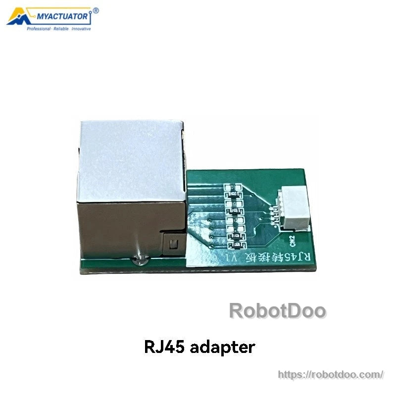 RJ45 adapter board with metal jack and small connector on green PCB