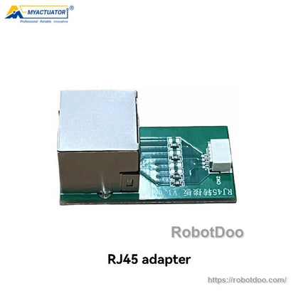 RJ45 adapter board with metal jack and small connector on green PCB