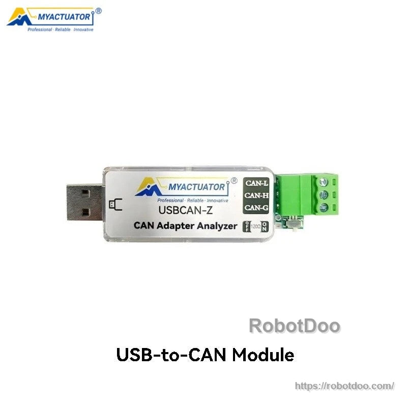 USBCAN-Z USB-to-CAN module with screw terminal block labeled CAN-L, CAN-H, CAN-G