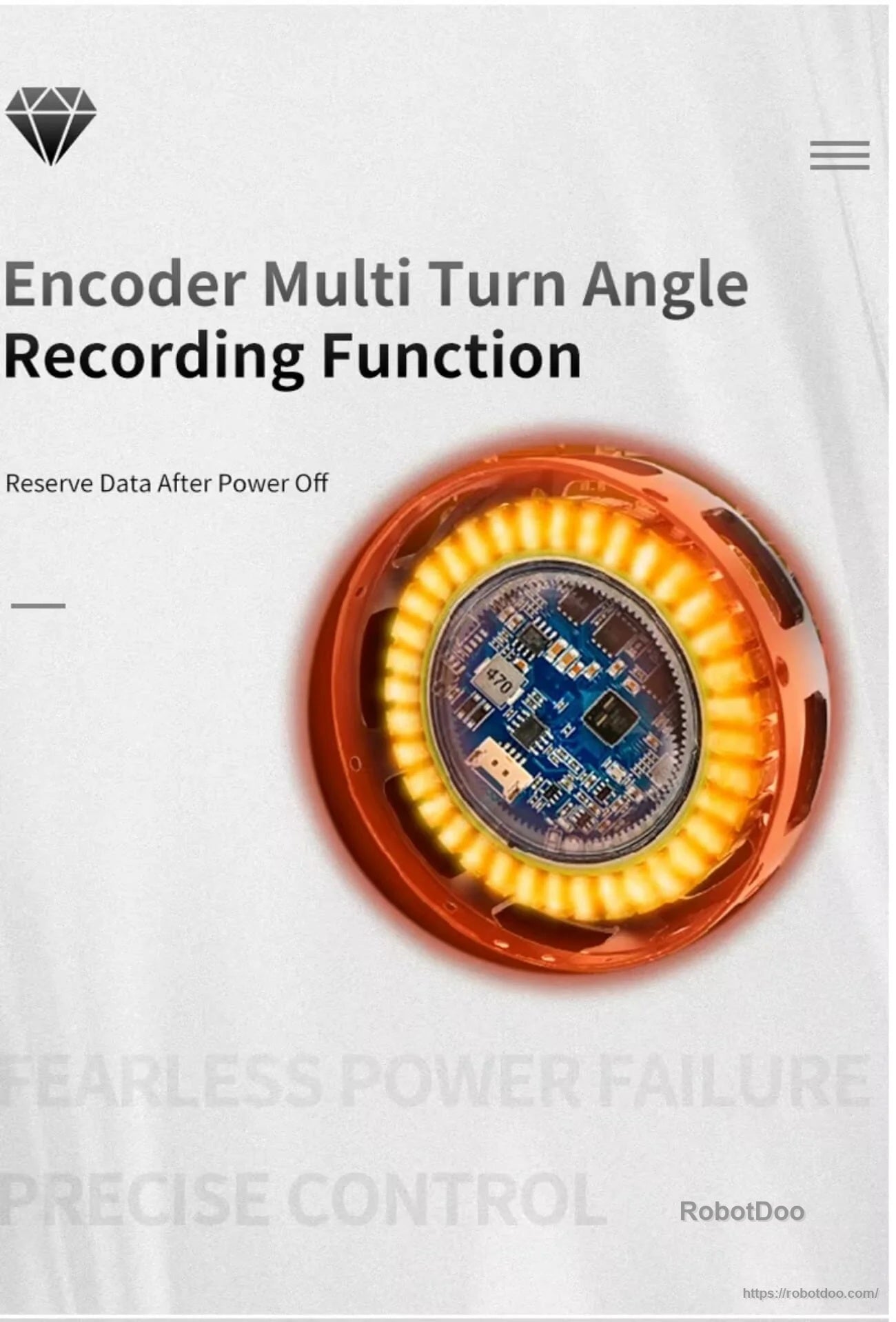Encoder multi-turn angle recording function with data reserved after power-off for precise joint position control