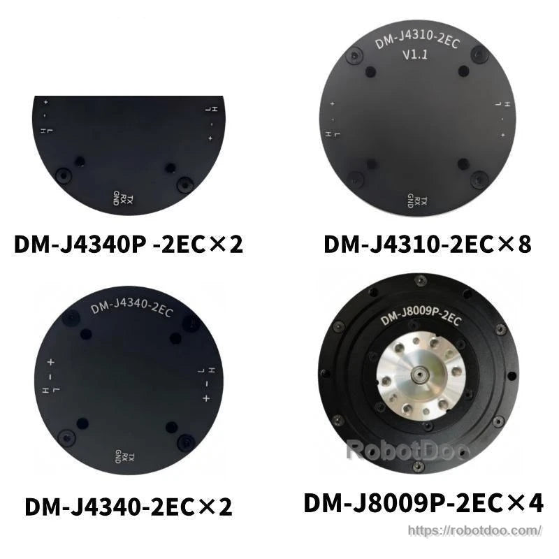 Actuator set overview with quantities: DM-J4340P-2EC x2, DM-J4310-2EC x8, DM-J4340-2EC x2, DM-J8009P-2EC x4