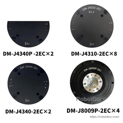 Actuator set overview with quantities: DM-J4340P-2EC x2, DM-J4310-2EC x8, DM-J4340-2EC x2, DM-J8009P-2EC x4
