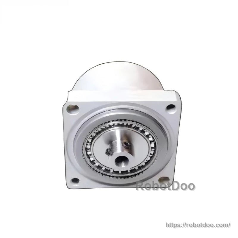 Rear view of MINIF reducer showing internal bearing ring and central output hub on square housing