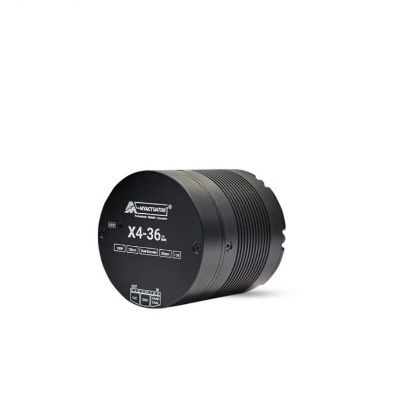 X4-36 actuator angled side view showing ribbed housing and front label