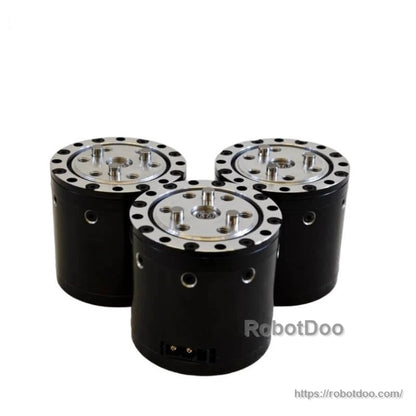 Three black cylindrical motors grouped together, showing top mounting plates and side ports