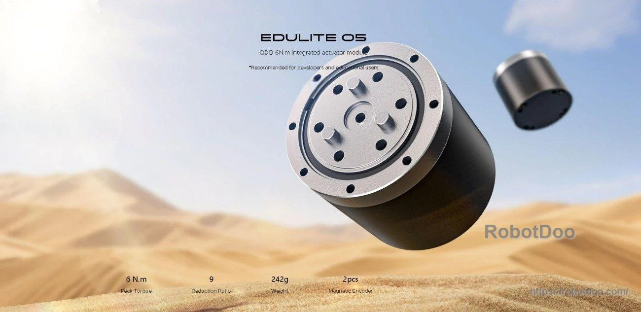 ROBSTRIDE EduLite 05 motor integrated QDD actuator module with compact round faceplate and mounting holes
