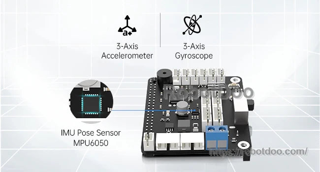 MPU6050 IMU feature graphic with 3-axis accelerometer and 3-axis gyroscope on supported board models
