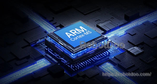 Cortex‑M3 Arm MCU concept graphic representing onboard co-processor handling real-time motor and servo control