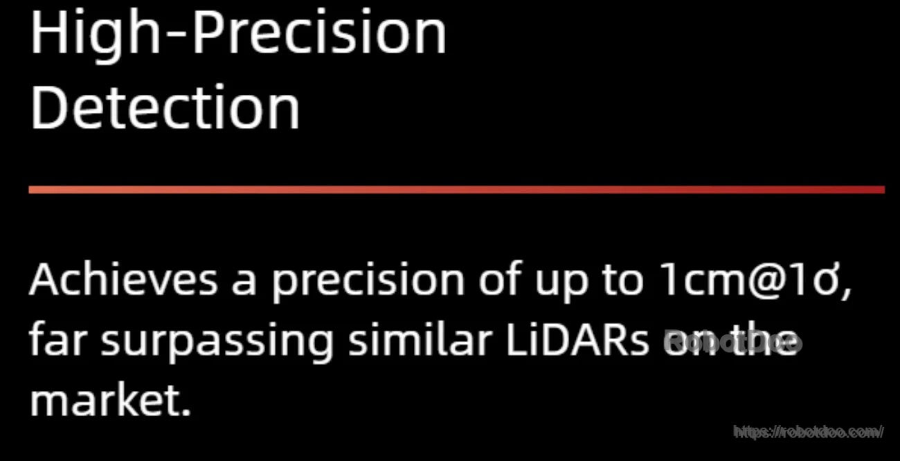 Text slide: High-precision detection, achieves precision up to 1 cm@1σ