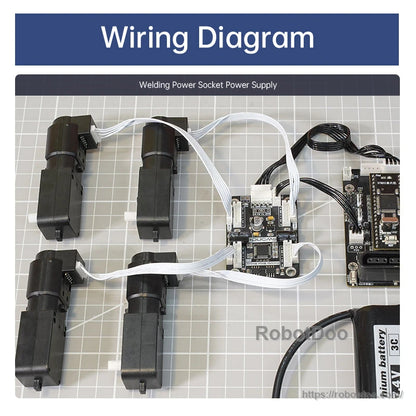 SA8870C 4-channel encoder motor driver board wiring example with four motors connected to a controller