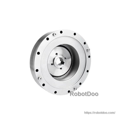 Rear side view of reducer showing recessed hub and perimeter fasteners (RobotDoo watermark)