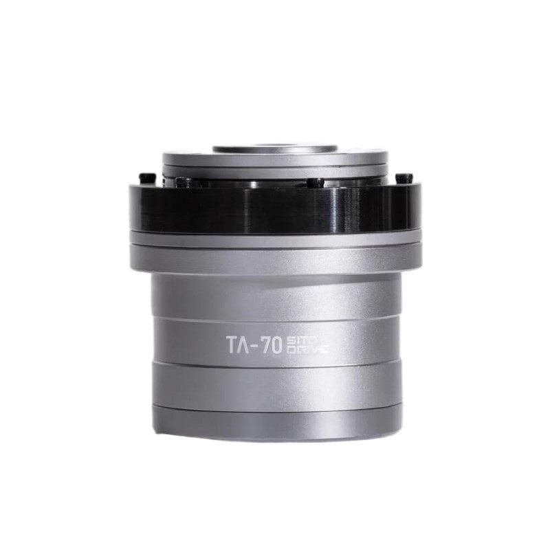 Side profile of TA-70 rotary actuator housing showing cylindrical body and black upper ring