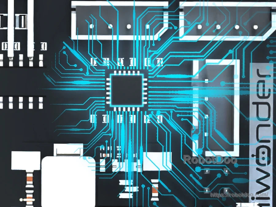 Close-up graphic of the SpiderPi Pro Raspberry Pi expansion board circuitry