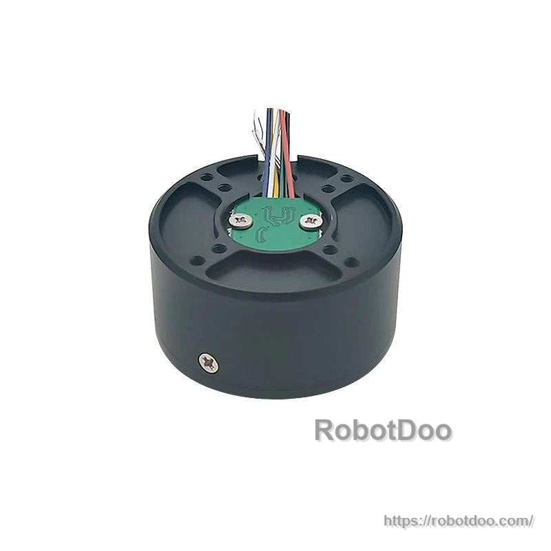 Back opening view with cable harness and green internal board secured by screws inside housing