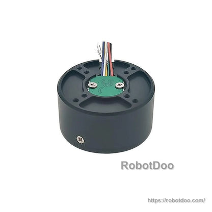 Back opening view with cable harness and green internal board secured by screws inside housing