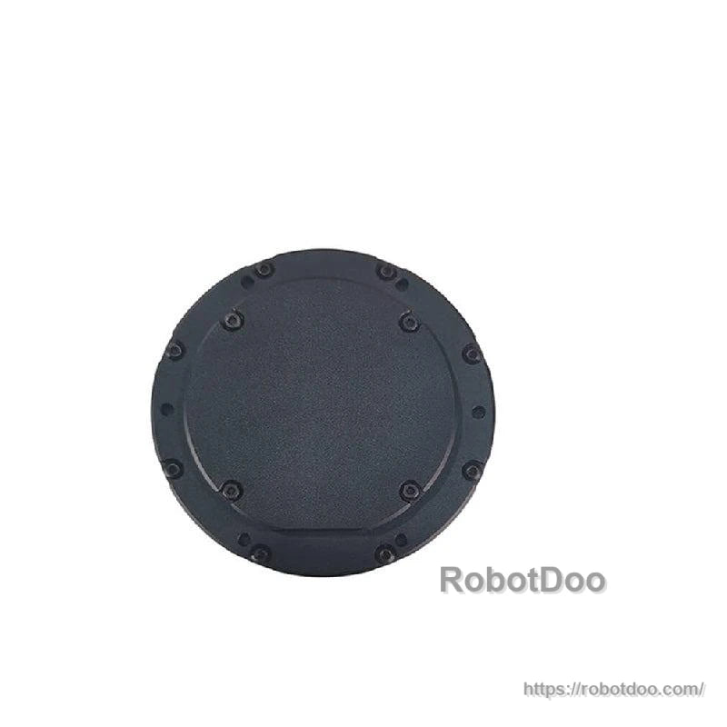 Top-down view of motor rear cover showing circular housing and evenly spaced fasteners