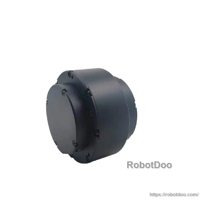 Side profile view of cylindrical motor housing showing stepped body and fastener ring