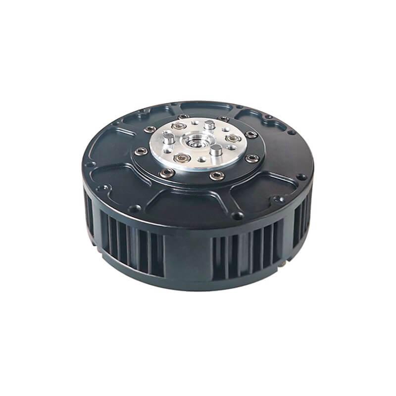 SteadyWin GIM6010-8 planetary reducer motor, angled top view with output flange and mounting holes
