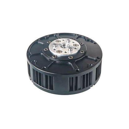SteadyWin GIM6010-8 planetary reducer motor, angled top view with output flange and mounting holes