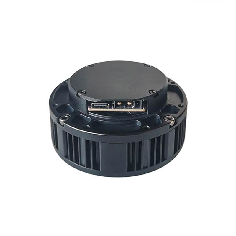 Rear view showing SteadyWin GIM6010-8 motor communication connector port area