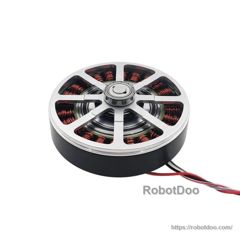 Open motor view showing rotor/stator layout and copper windings under the top plate