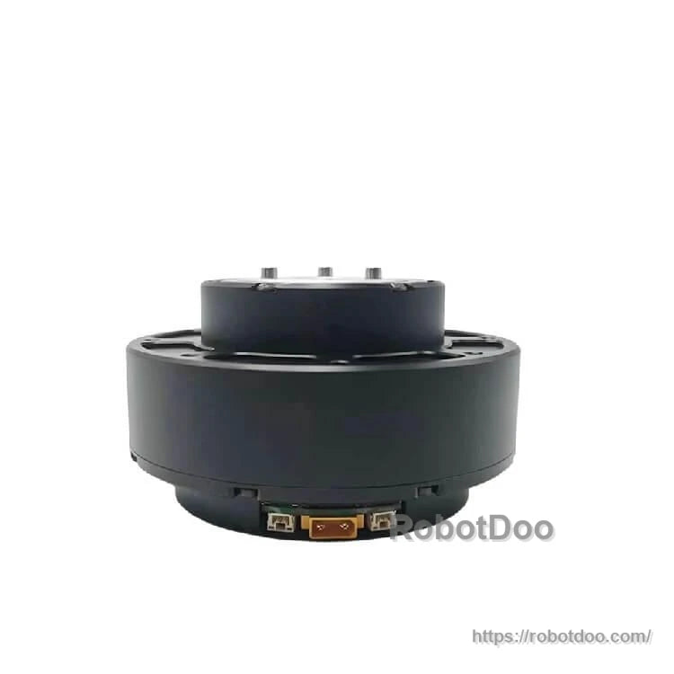 Low-angle view of motor with rear connector cluster visible along the base edge