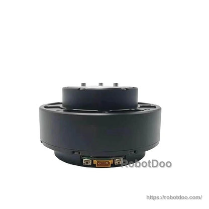 Low-angle view of motor with rear connector cluster visible along the base edge