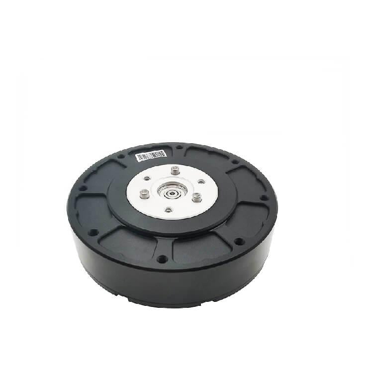 SteadyWin GIM8108-9 planetary reducer motor, angled view of round housing with central metal mounting plate