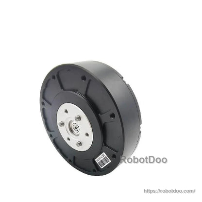 SteadyWin GIM8108-9 planetary reducer motor front at an angle showing central output flange and bolt pattern