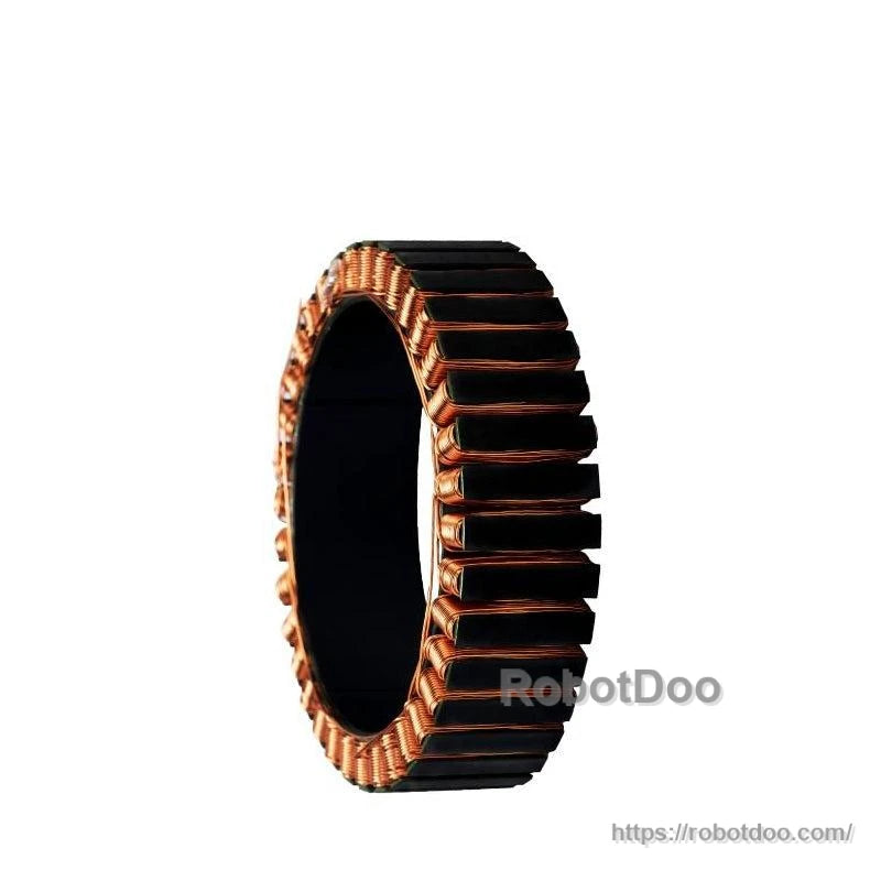 Motor stator ring side profile with exposed copper windings around the perimeter