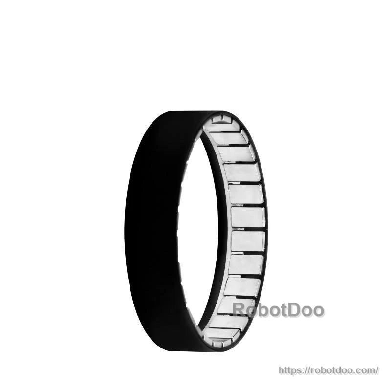 Black outer rotor ring with inner segmented magnets, shown from side on white background