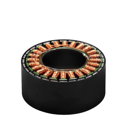 SteadyWin WK6025_3 36V motor stator in black outer housing, top view showing copper windings