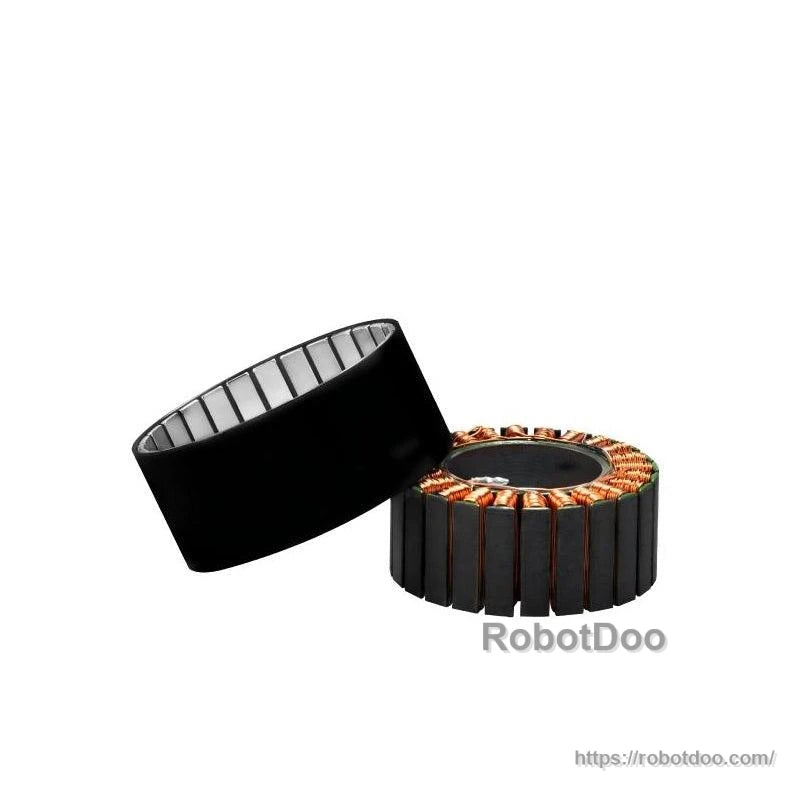 Rotor can and stator shown separated, motor internal components layout