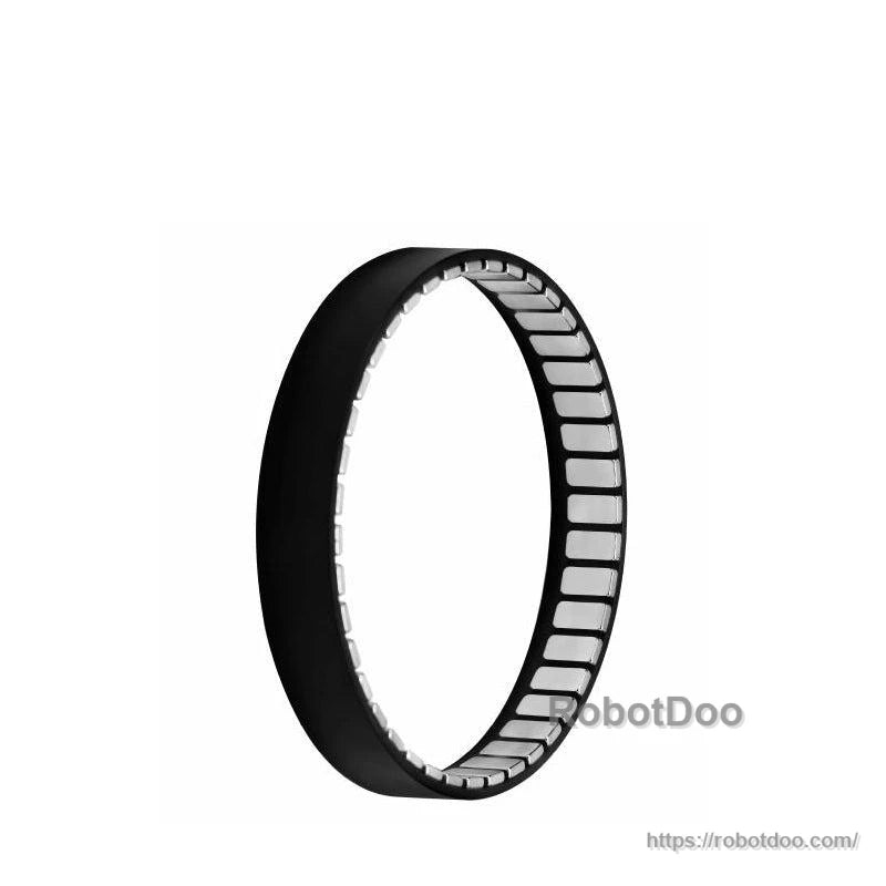 Black motor rotor ring with segmented inner magnet surfaces, side view