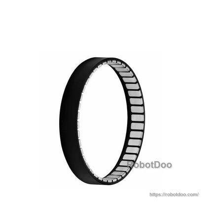 Black motor rotor ring with segmented inner magnet surfaces, side view